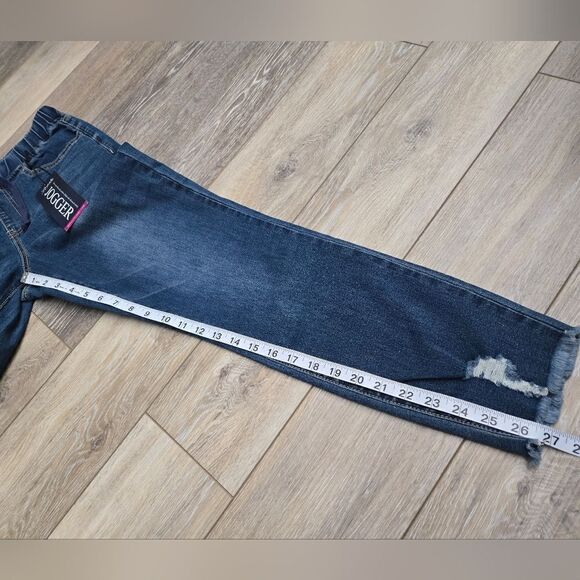 NWT Royalty Faux Jean Comfortable Jogger  elastic waist rough hem  small - Picture 7 of 10